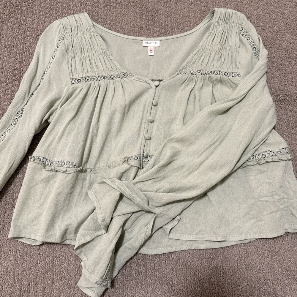 Madewell Light Green Button-Up Blouse